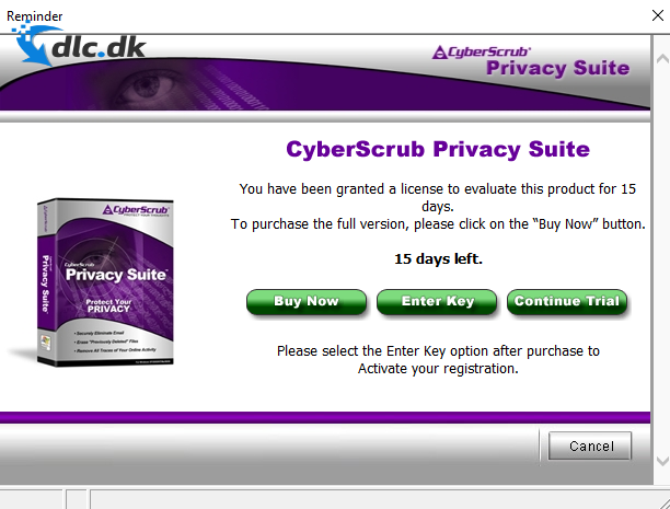 Screenshot af CyberScrub Privacy Suite