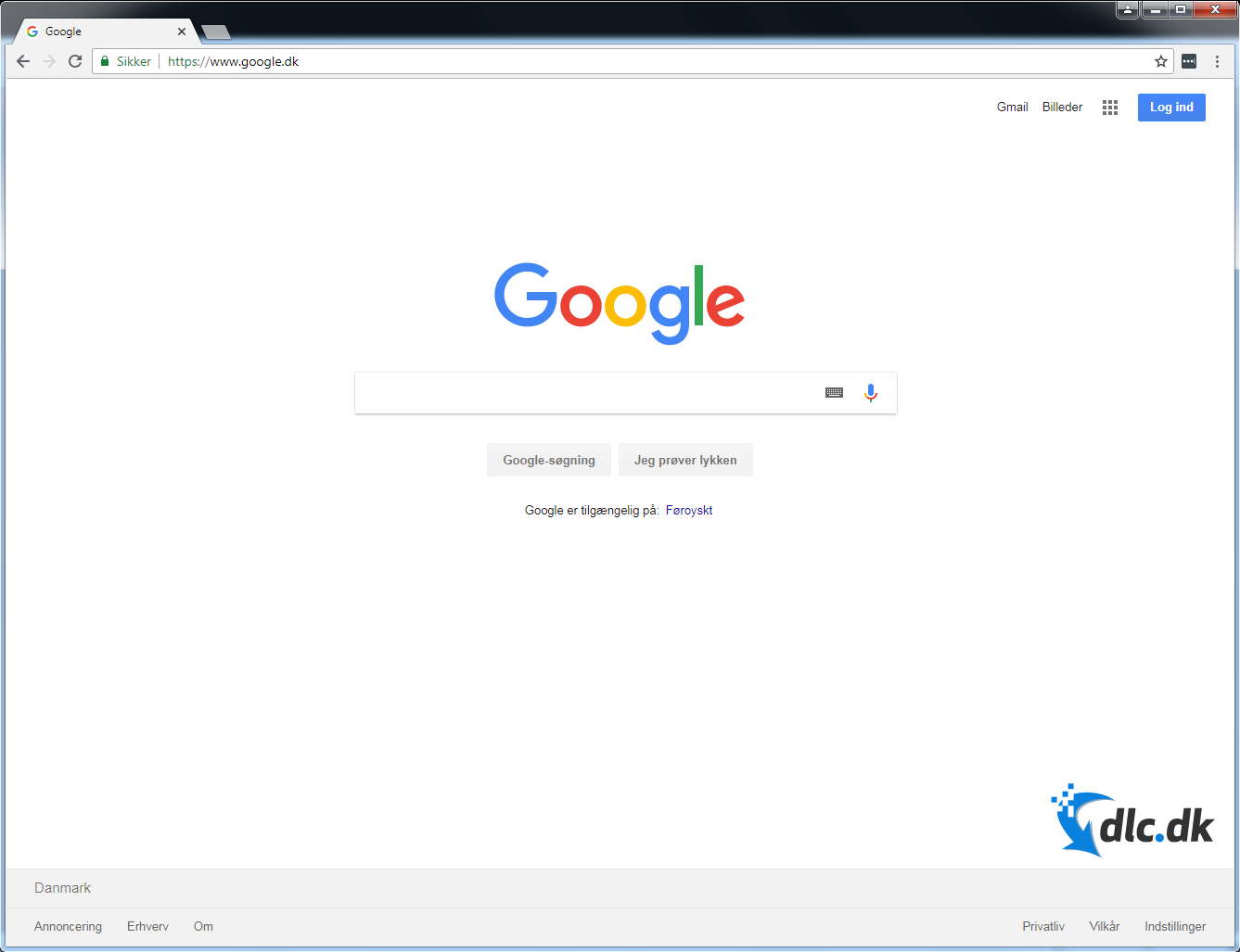 Screenshot af Google Chrome (Dansk)