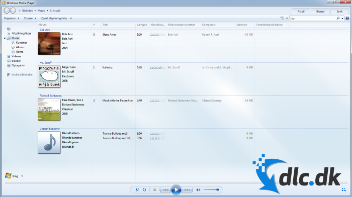 Screenshot af Windows Media Player