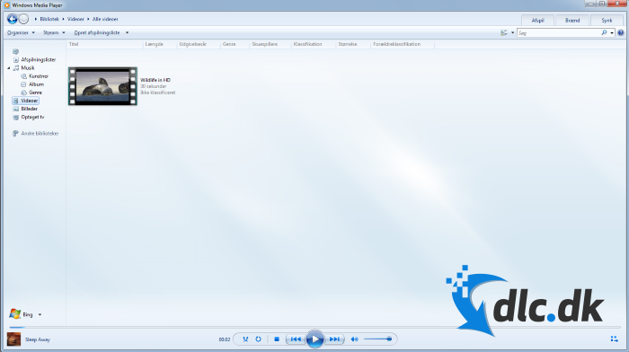 Screenshot af Windows Media Player