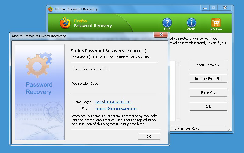Screenshot af Firefox Password Recovery