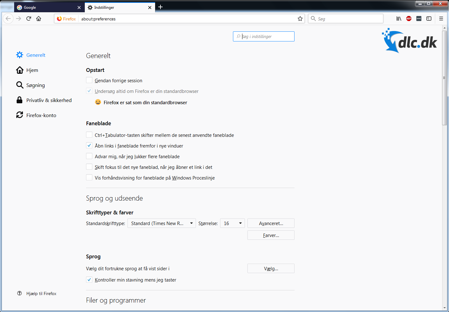 Screenshot af Firefox (Dansk)
