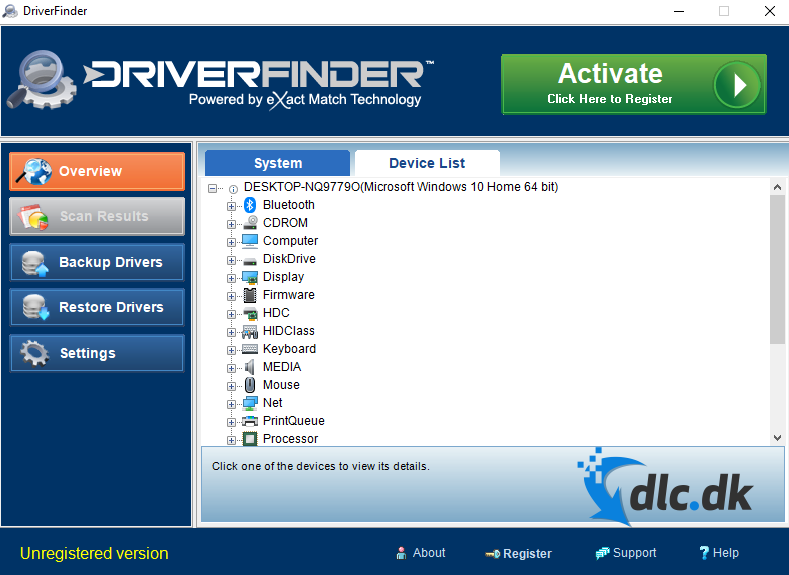 Screenshot af DriverFinder