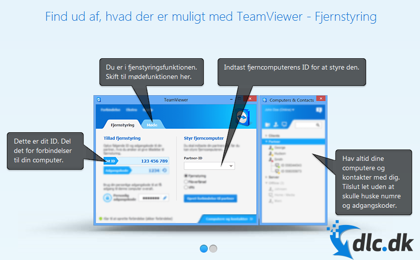 Screenshot af TeamViewer (dansk)