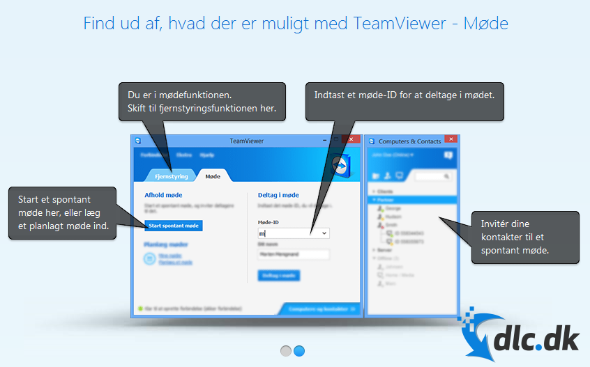 Screenshot af TeamViewer (dansk)