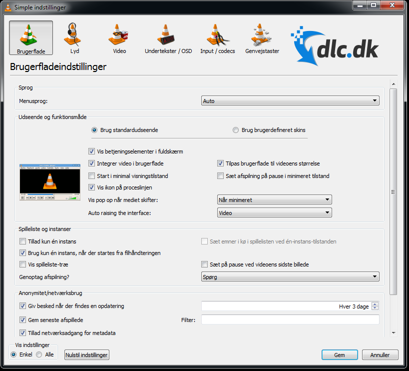 Screenshot af VLC Media Player til Mac