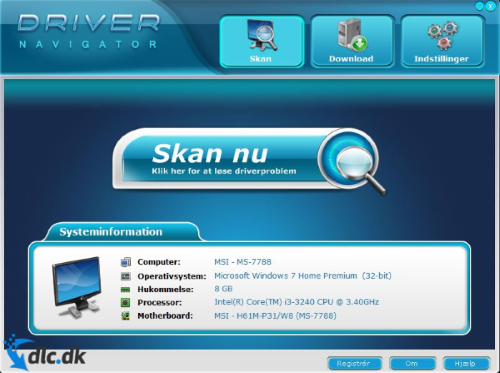Screenshot af Driver Navigator (Dansk)