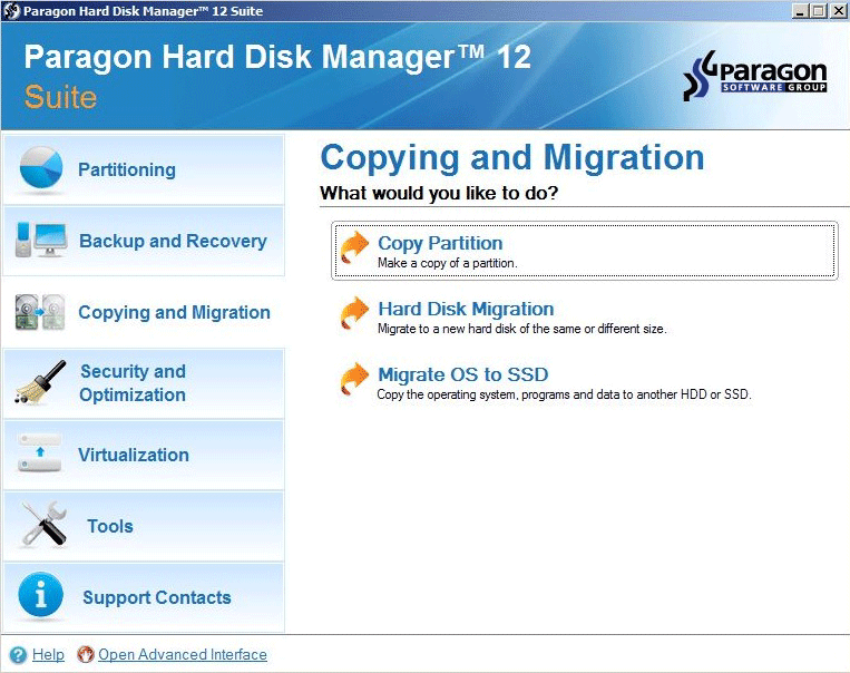 Screenshot af Paragon Hard Disk Manager Advanced
