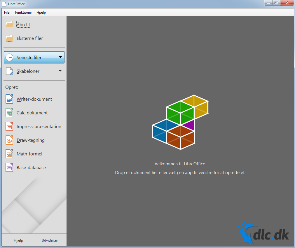 Screenshot af LibreOffice (dansk)