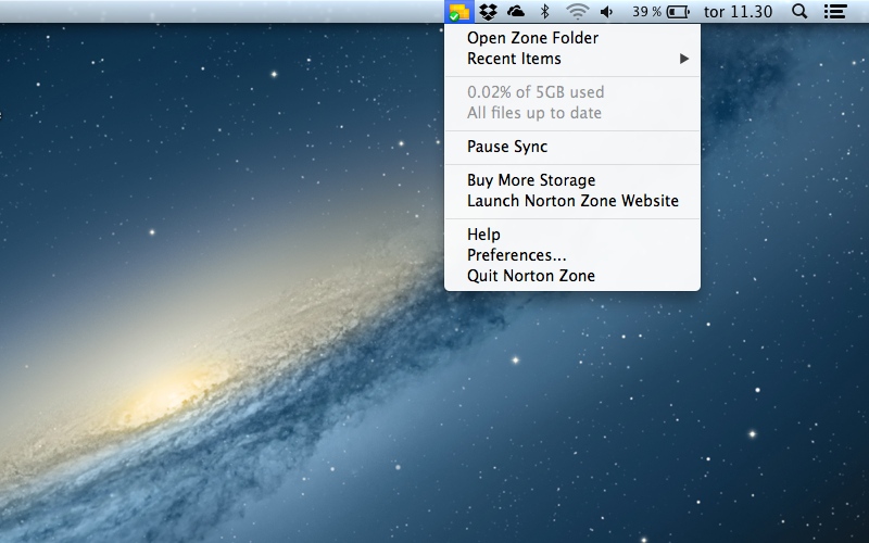Screenshot af Norton Zone til Mac