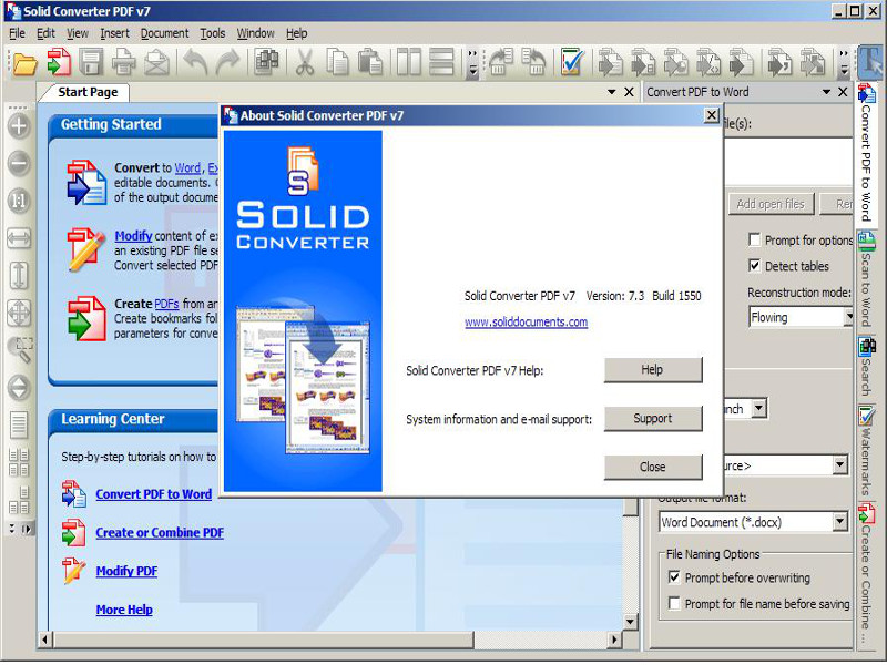 Screenshot af SolidConverter PDF to Word