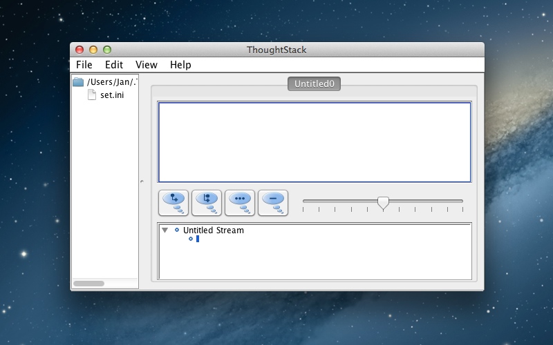 Screenshot af ThoughtStack til Mac