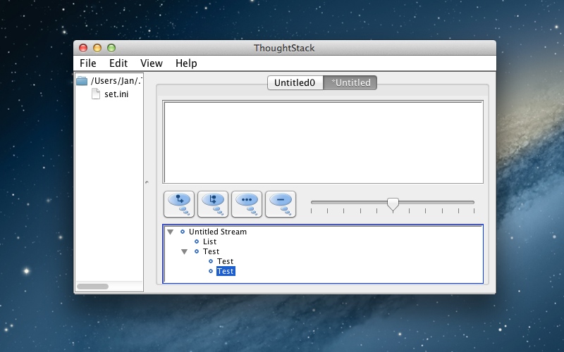 Screenshot af ThoughtStack til Mac