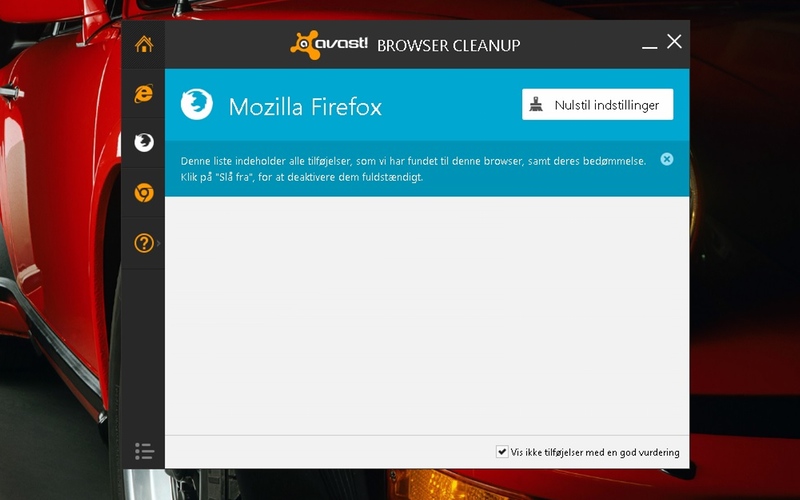 Screenshot af avast! Browser Cleanup (dansk)