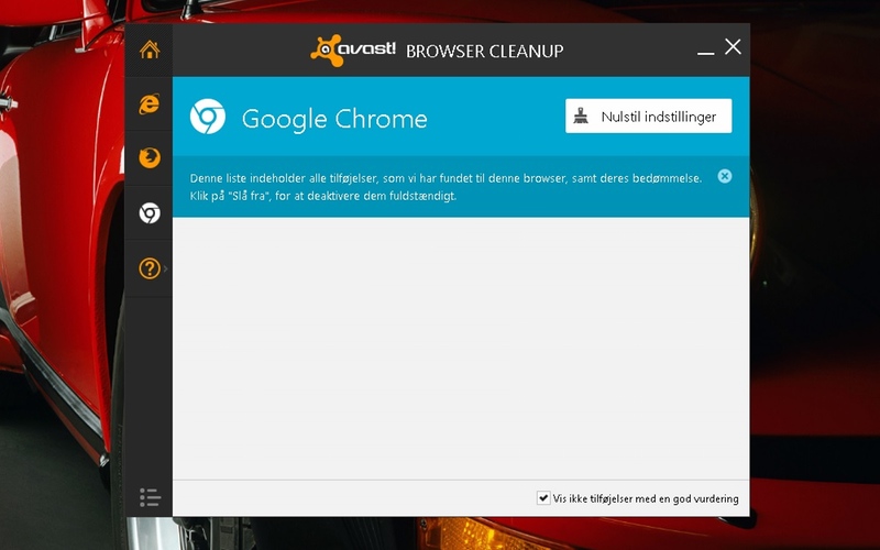 Screenshot af avast! Browser Cleanup (dansk)