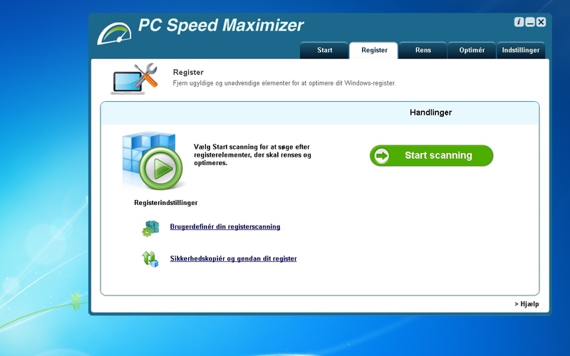 Screenshot af PC Speed Maximizer (Dansk)