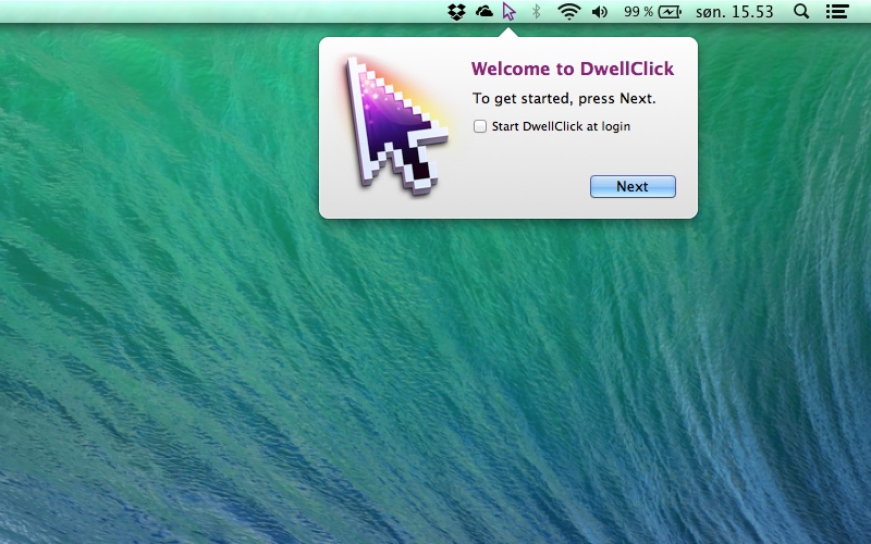 Screenshot af DwellClick til Mac