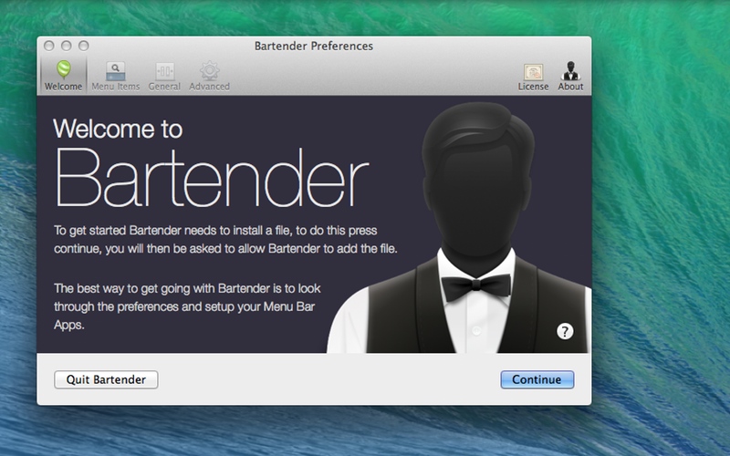 Screenshot af Bartender til Mac