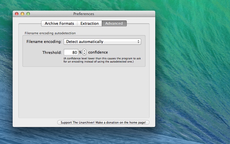 Screenshot af The Unarchiver til Mac
