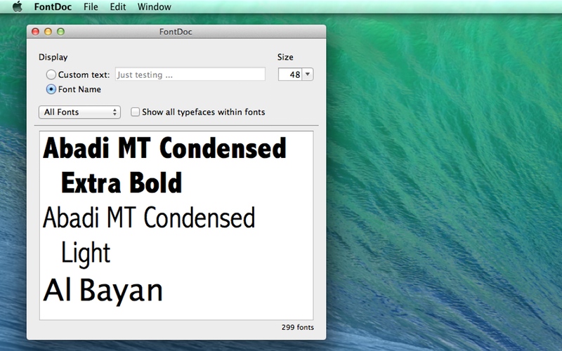 Screenshot af FontDoc til Mac