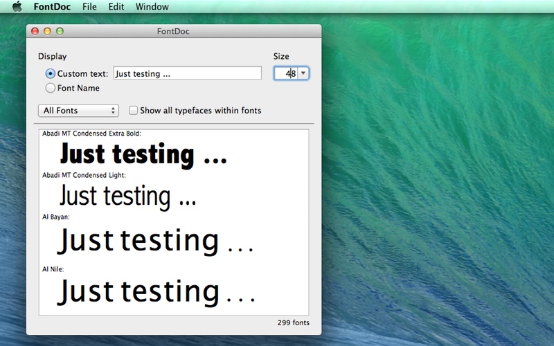 Screenshot af FontDoc til Mac