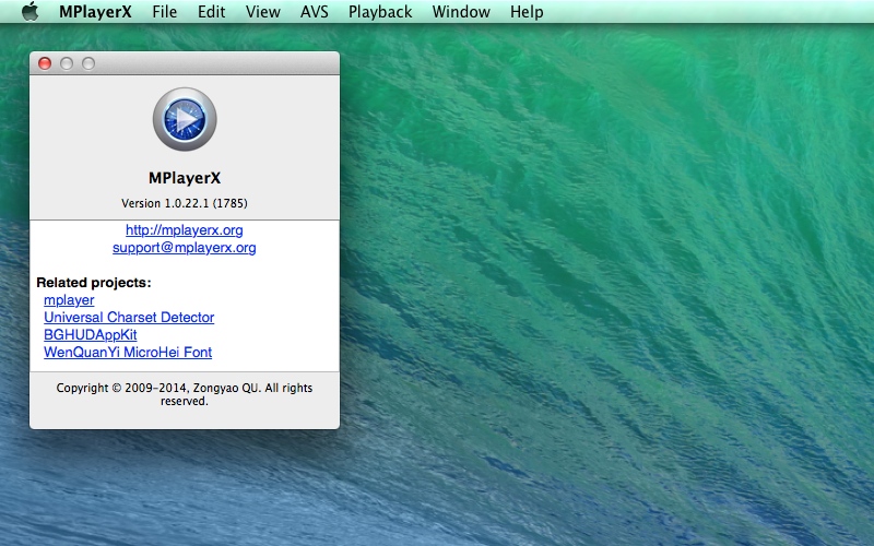 Screenshot af MPlayerX til Mac