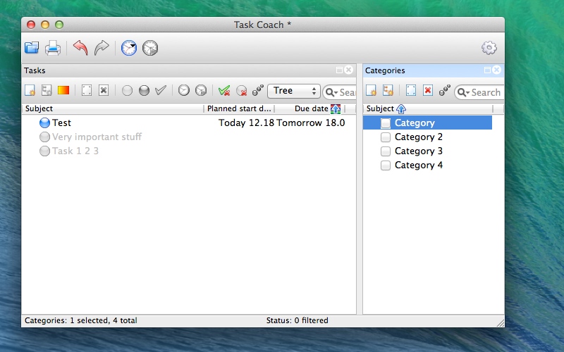 Screenshot af Task Coach til Mac