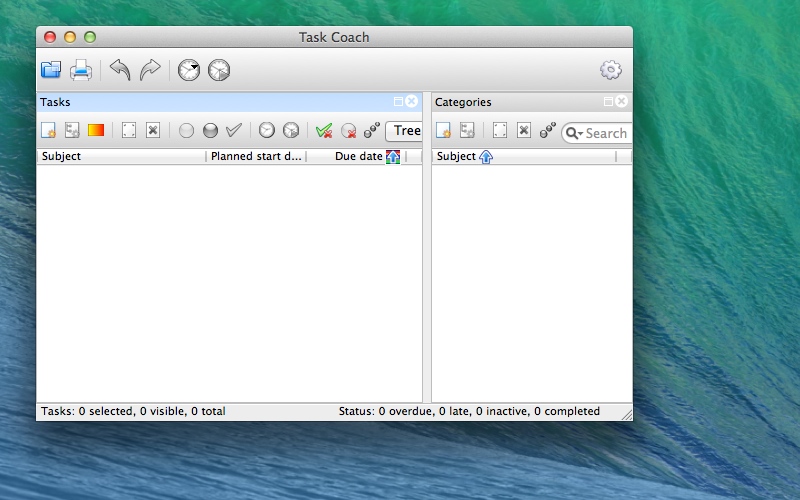 Screenshot af Task Coach til Mac