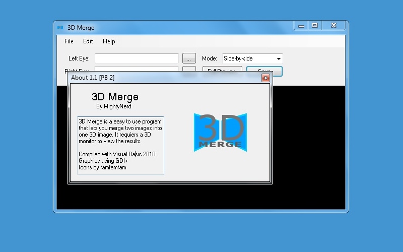 merge 2 2d pictures to one 3d picture