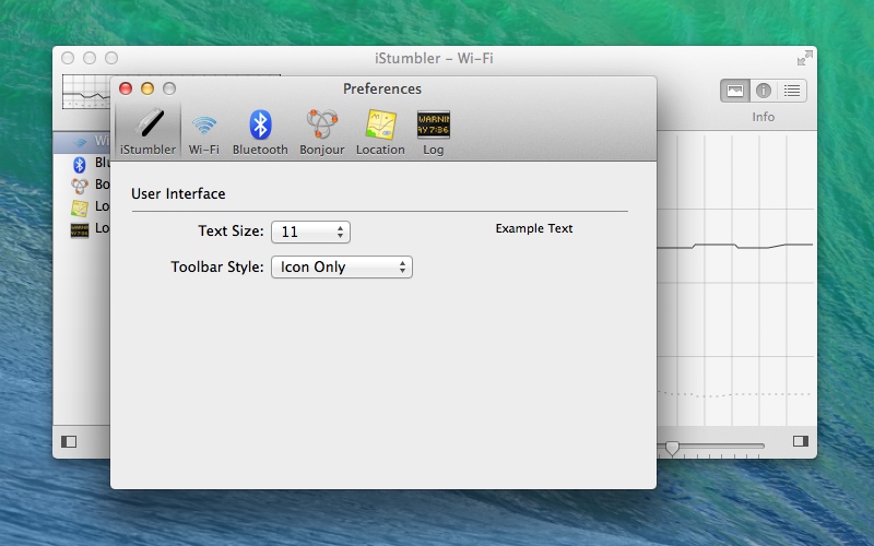Screenshot af iStumbler til Mac