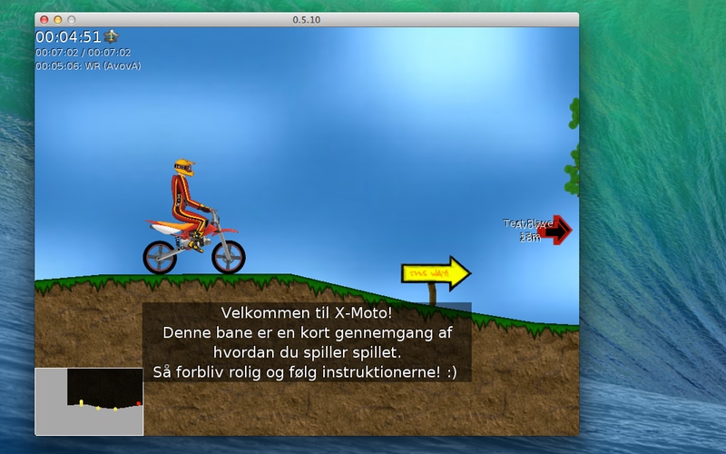 Screenshot af X-Moto til Mac (Dansk)