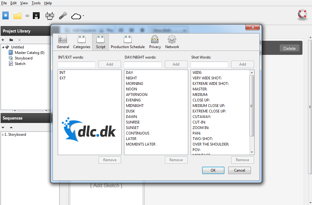Screenshot af Celtx til Mac
