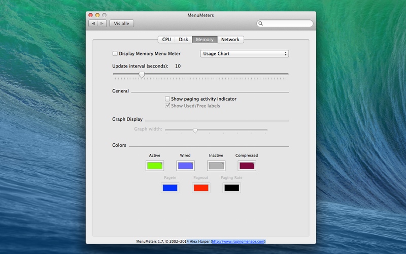 Screenshot af MenuMeters til Mac