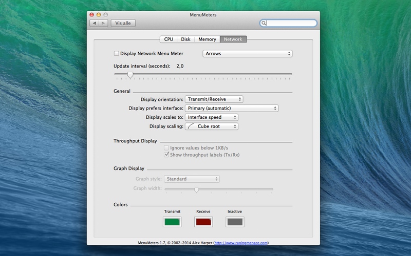Screenshot af MenuMeters til Mac