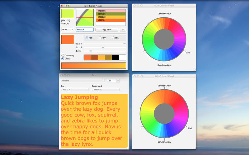 Screenshot af Just Color Picker til Mac