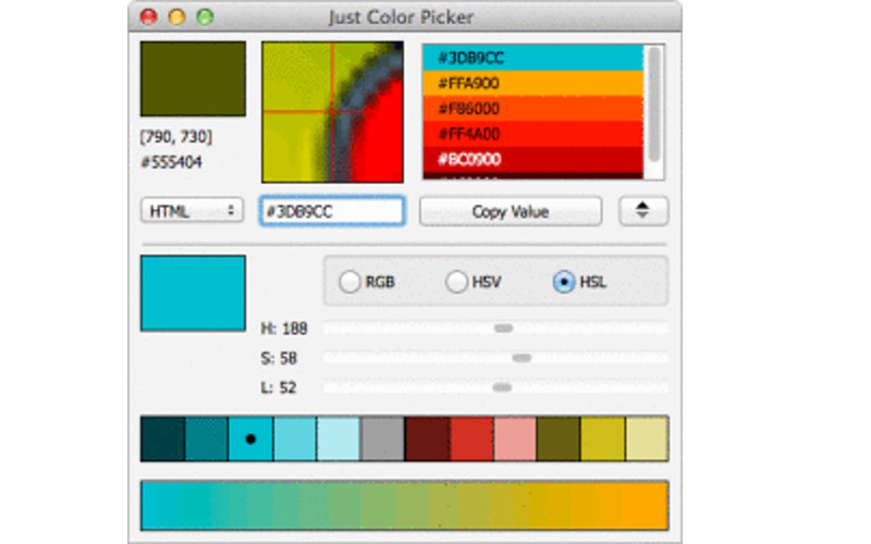 Screenshot af Just Color Picker til Mac