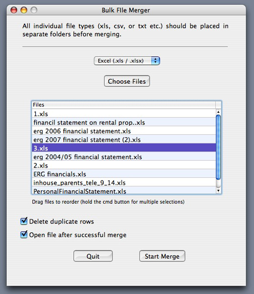 Screenshot af Bulk File Merger (Til Mac)