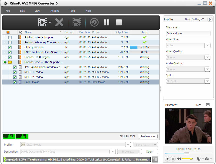 Screenshot af Xilisoft AVI MPEG Converter