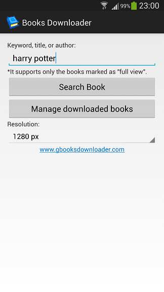 Screenshot af Google Books Downloader