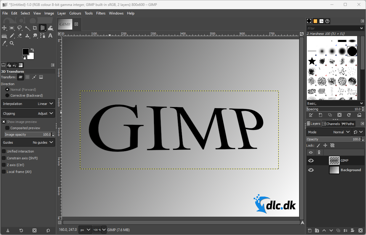 Screenshot af GIMP