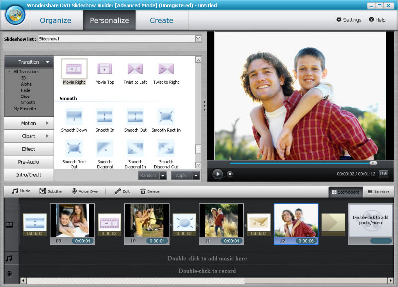 Screenshot af Wondershare DVD Slideshow Builder