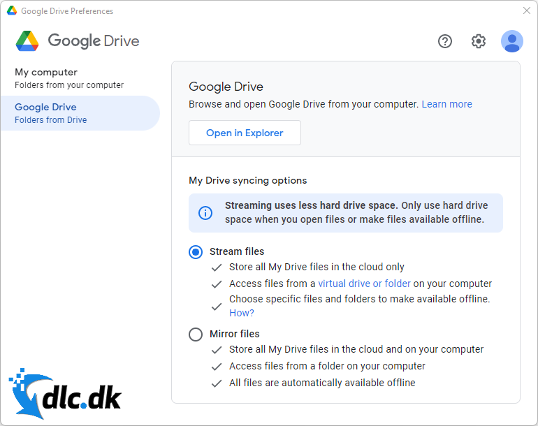 Screenshot af Google Drive