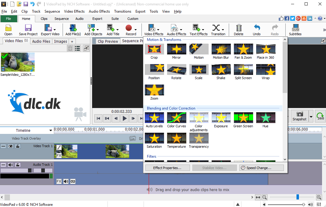 Screenshot af VideoPad Video Editor