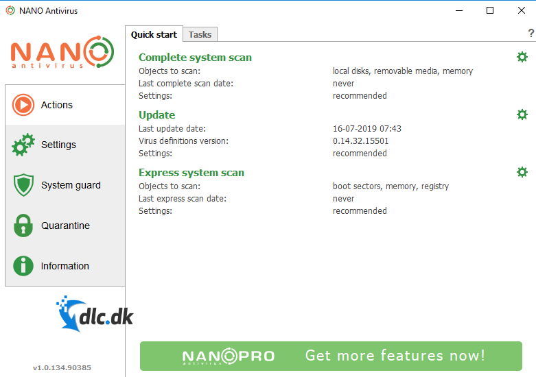 Screenshot af NANO Antivirus