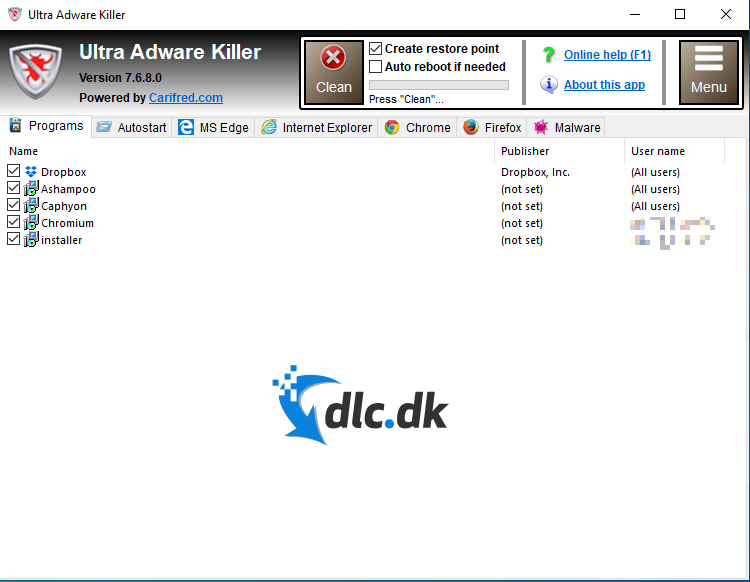 Screenshot af Ultra Adware Killer