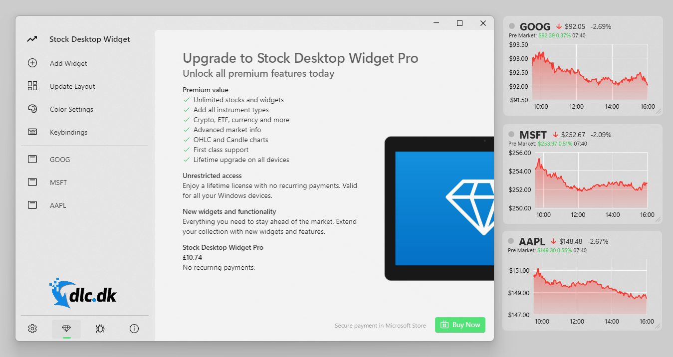 Screenshot af Stock Desktop Widget