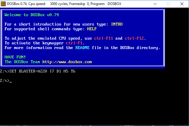 Screenshot af DOSBox