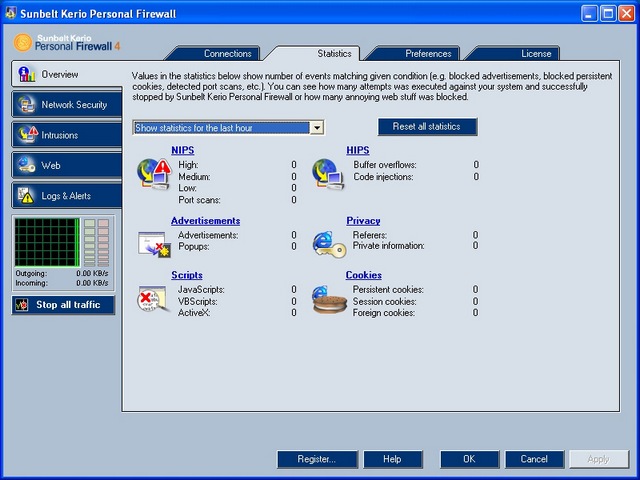 Screenshot af Sunbelt Kerio Personal Firewall