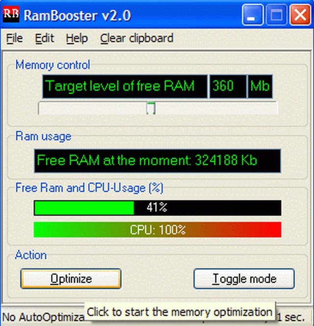 Screenshot af RAMBooster