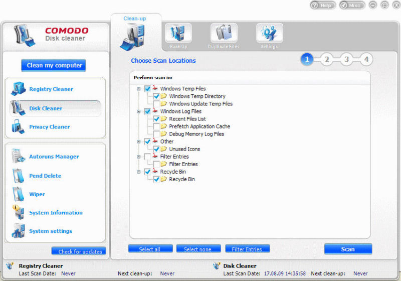 Screenshot af Comodo System Utilities